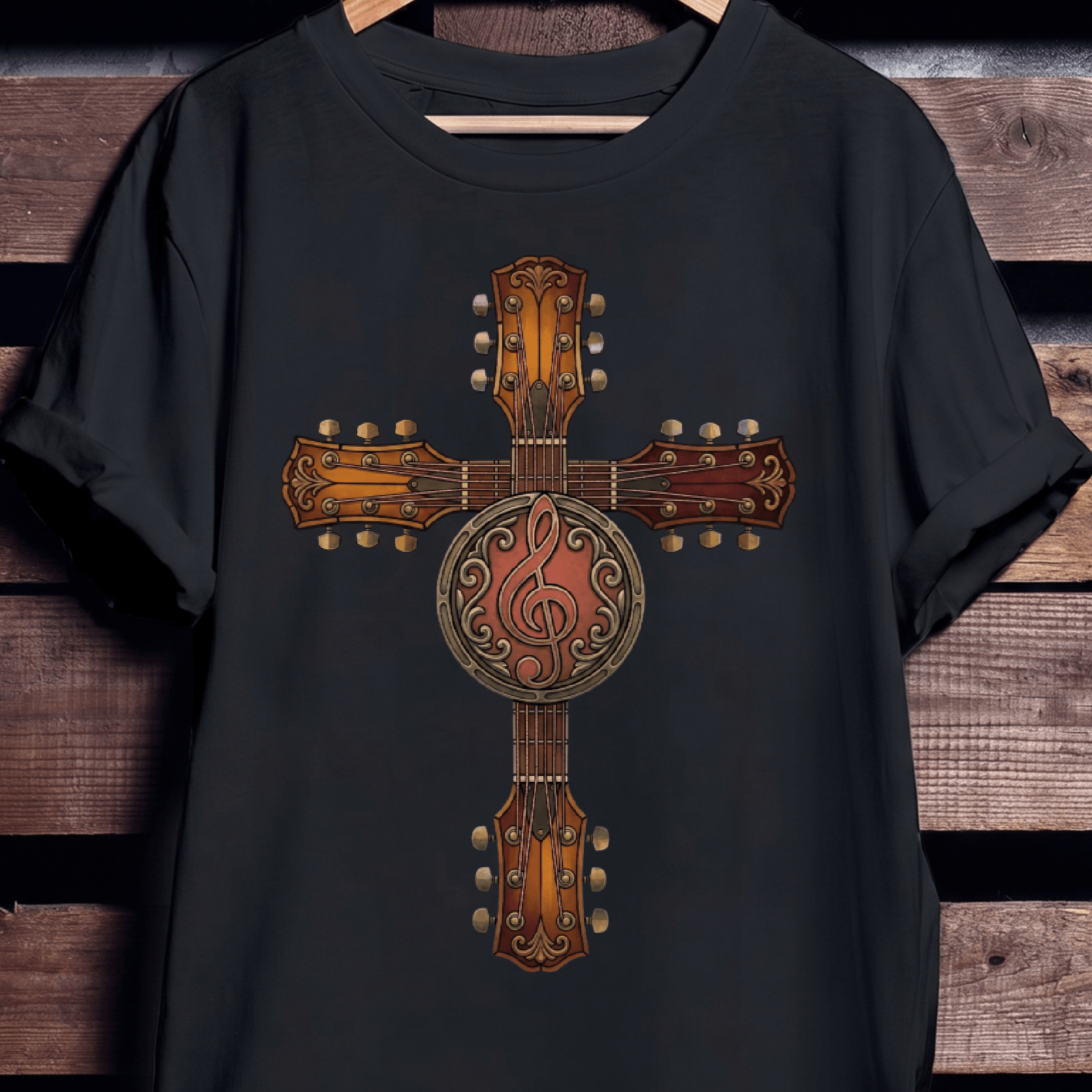 Guitar Cross Treble Clef Tee - The Music Frontiers