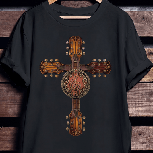 Guitar Cross Treble Clef Tee - The Music Frontiers