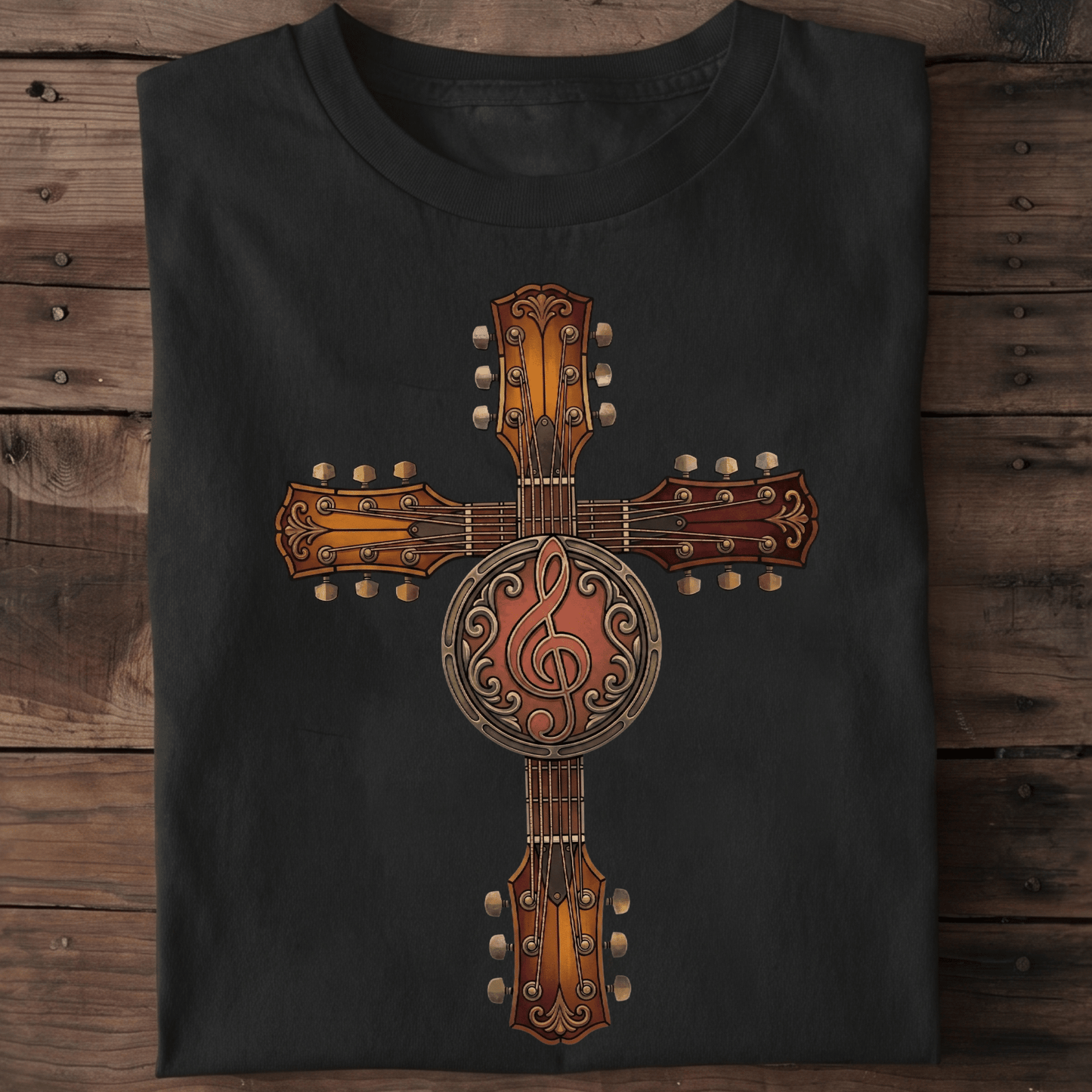 Guitar Cross Treble Clef Tee - The Music Frontiers