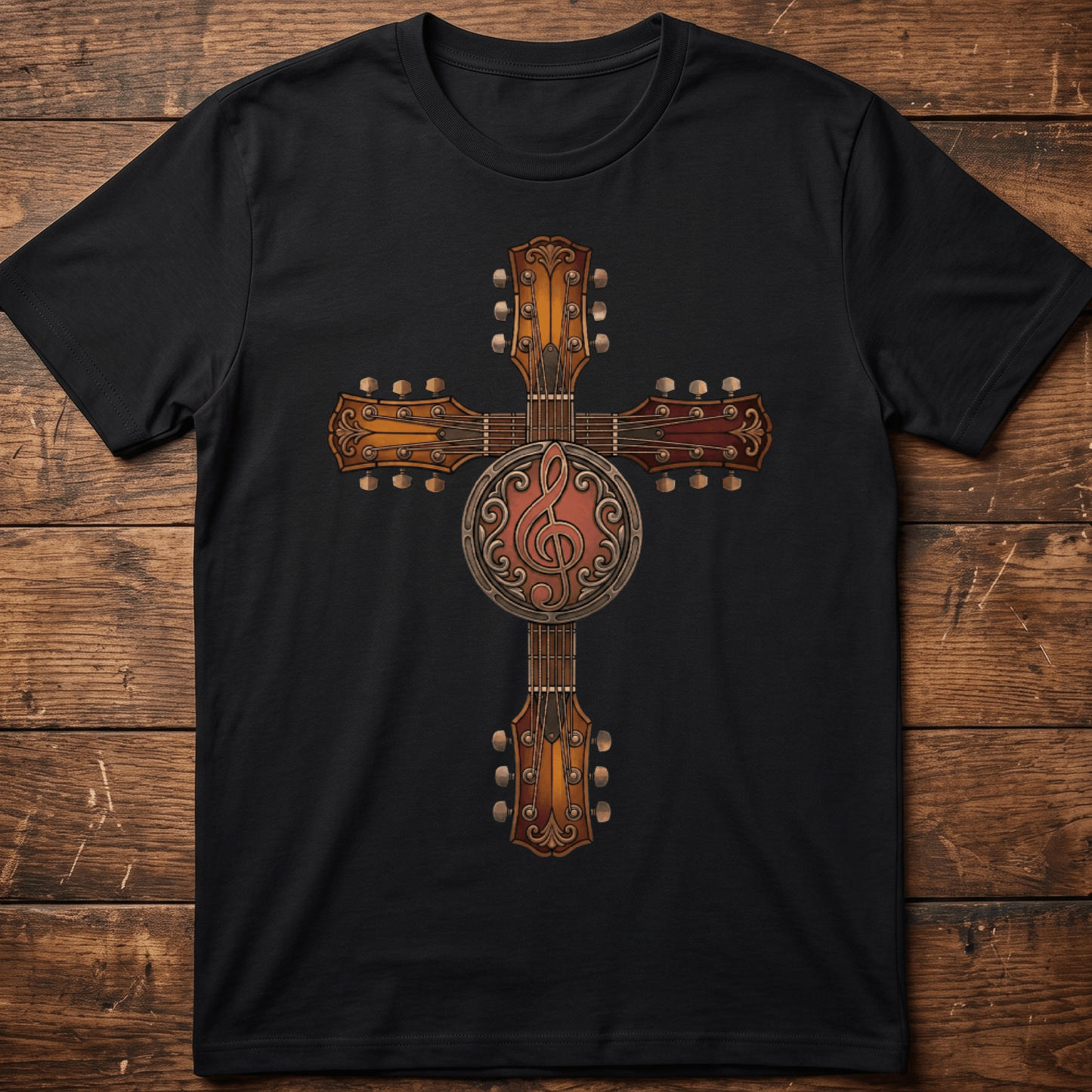 Guitar Cross Treble Clef Tee - The Music Frontiers