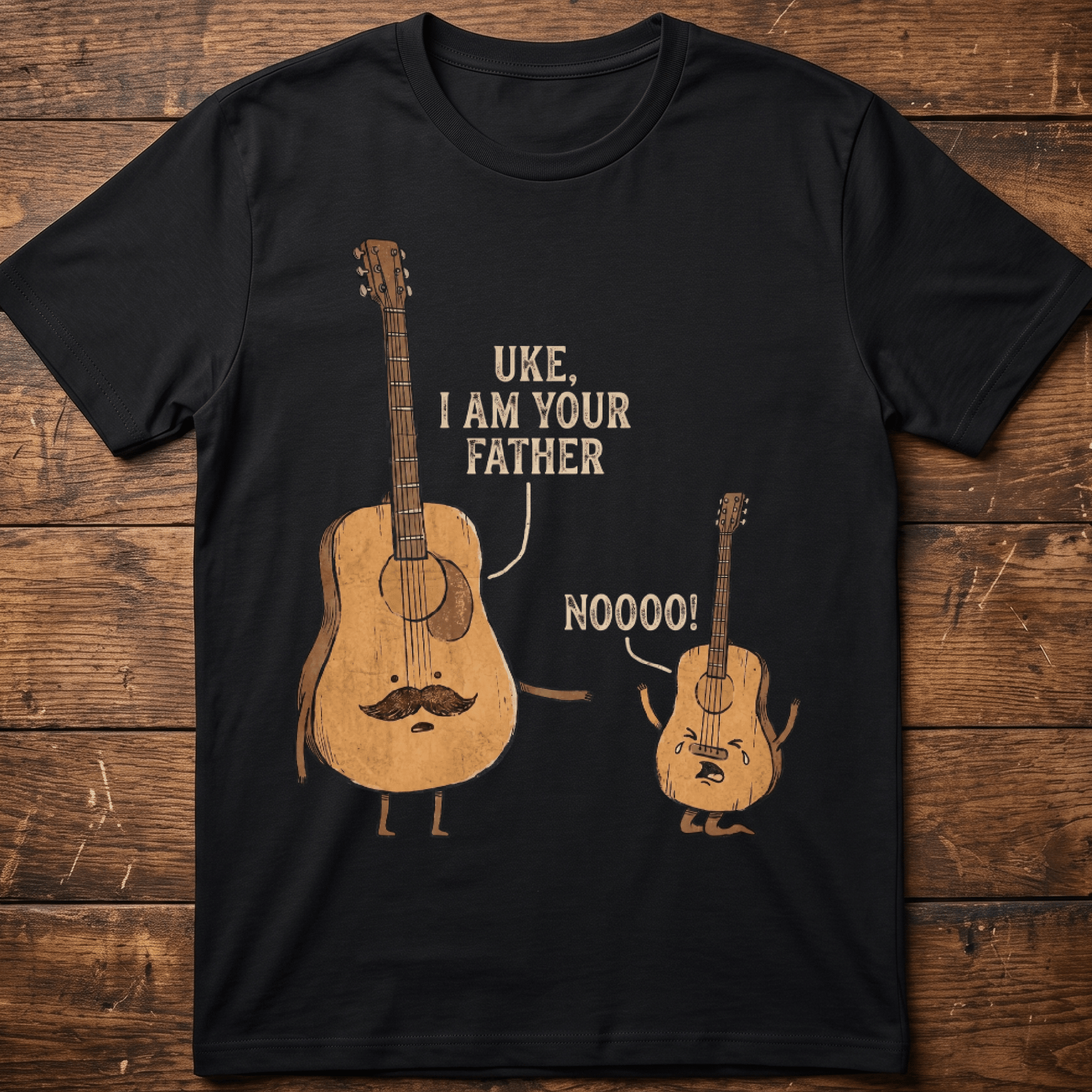 Guitar Father and Uke Son Tee - Humorous Musician Graphic T-shirt - The Music Frontiers