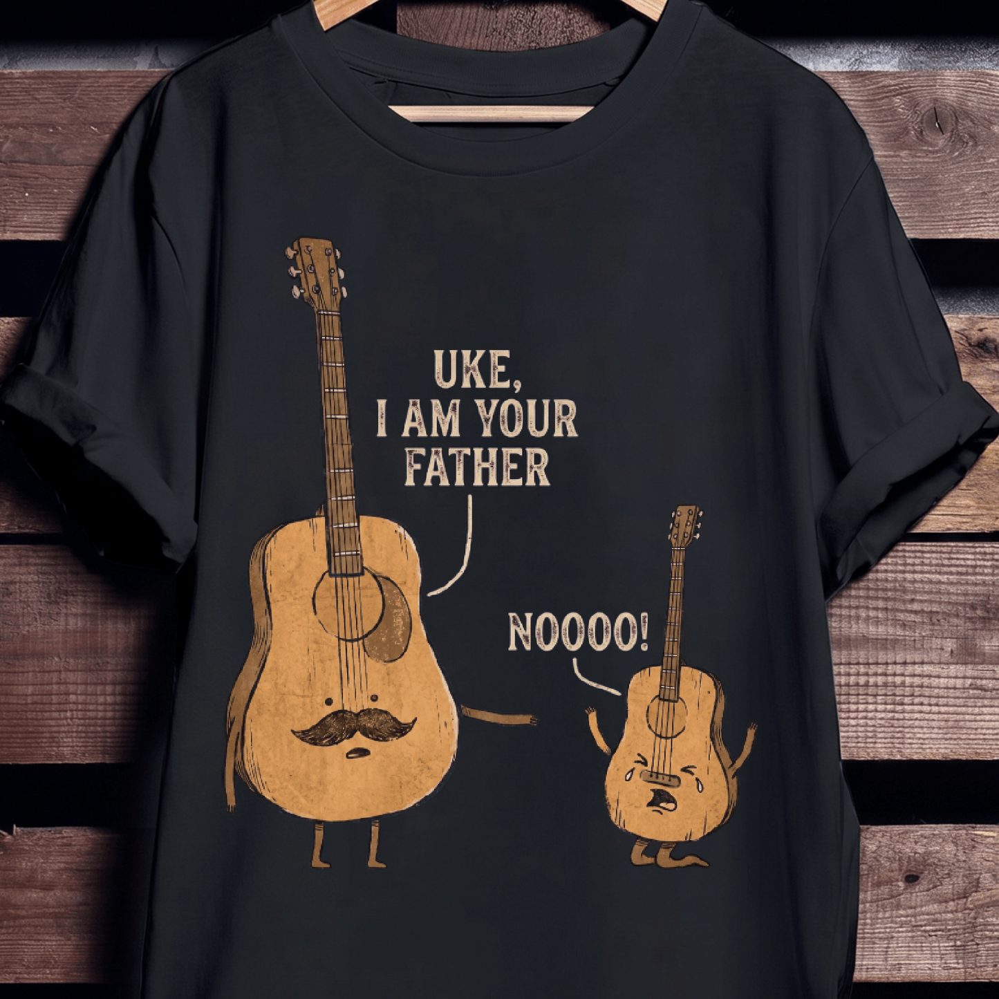 Guitar Father and Uke Son Tee - Humorous Musician Graphic T-shirt - The Music Frontiers