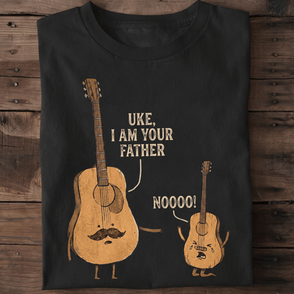 Guitar Father and Uke Son Tee - Humorous Musician Graphic T-shirt - The Music Frontiers