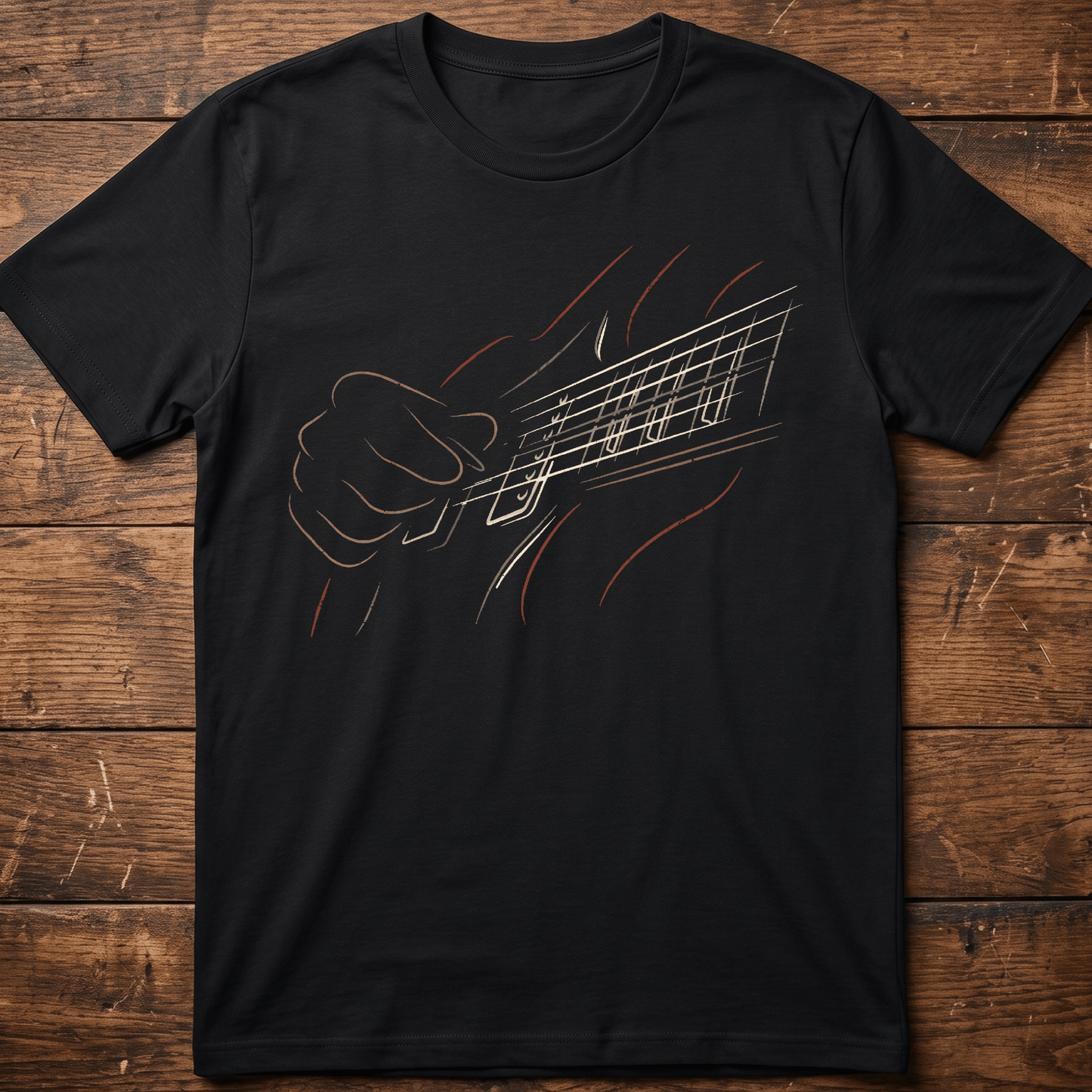 Minimalist Guitar Hands Line Tee - The Music Frontiers
