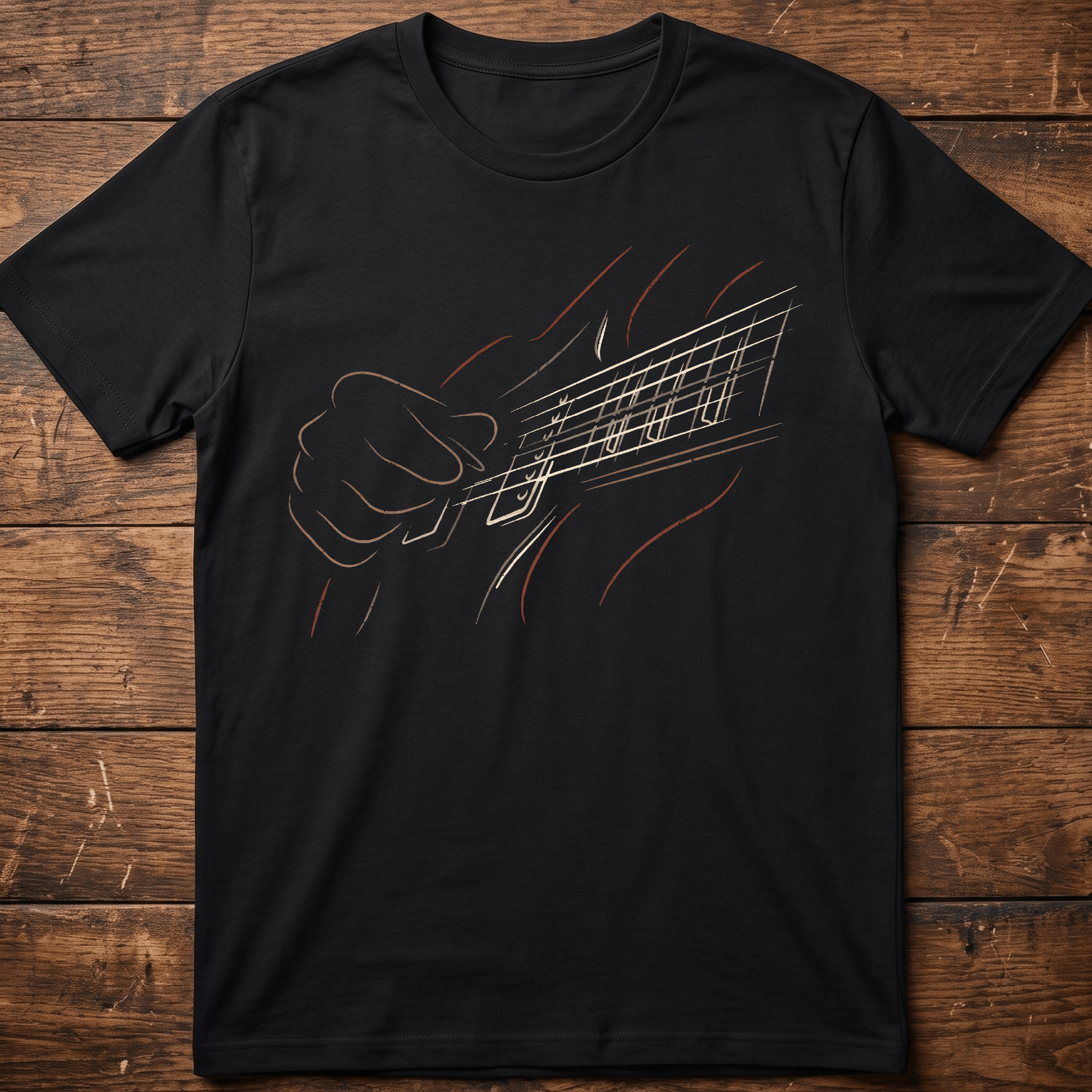 Minimalist Guitar Hands Line Tee - The Music Frontiers