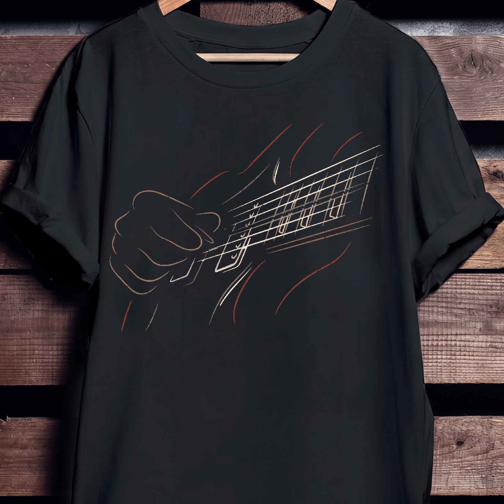 Minimalist Guitar Hands Line Tee - The Music Frontiers