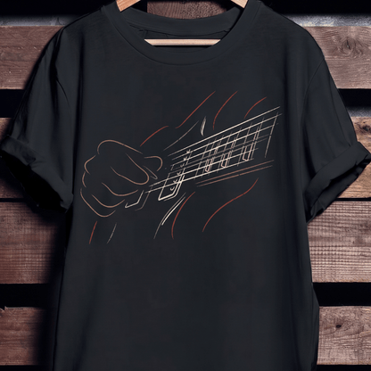 Minimalist Guitar Hands Line Tee - The Music Frontiers