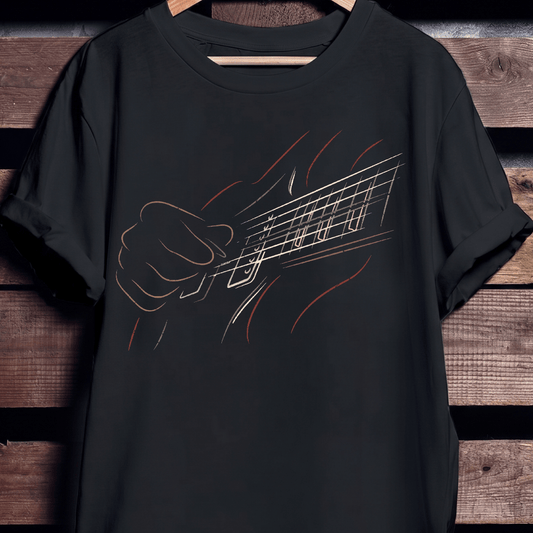 Minimalist Guitar Hands Line Tee - The Music Frontiers