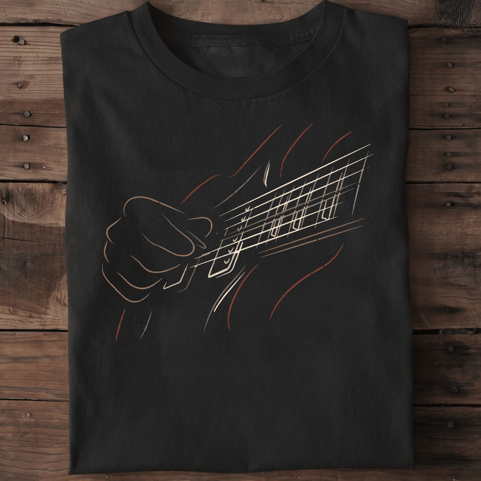 Minimalist Guitar Hands Line Tee - The Music Frontiers
