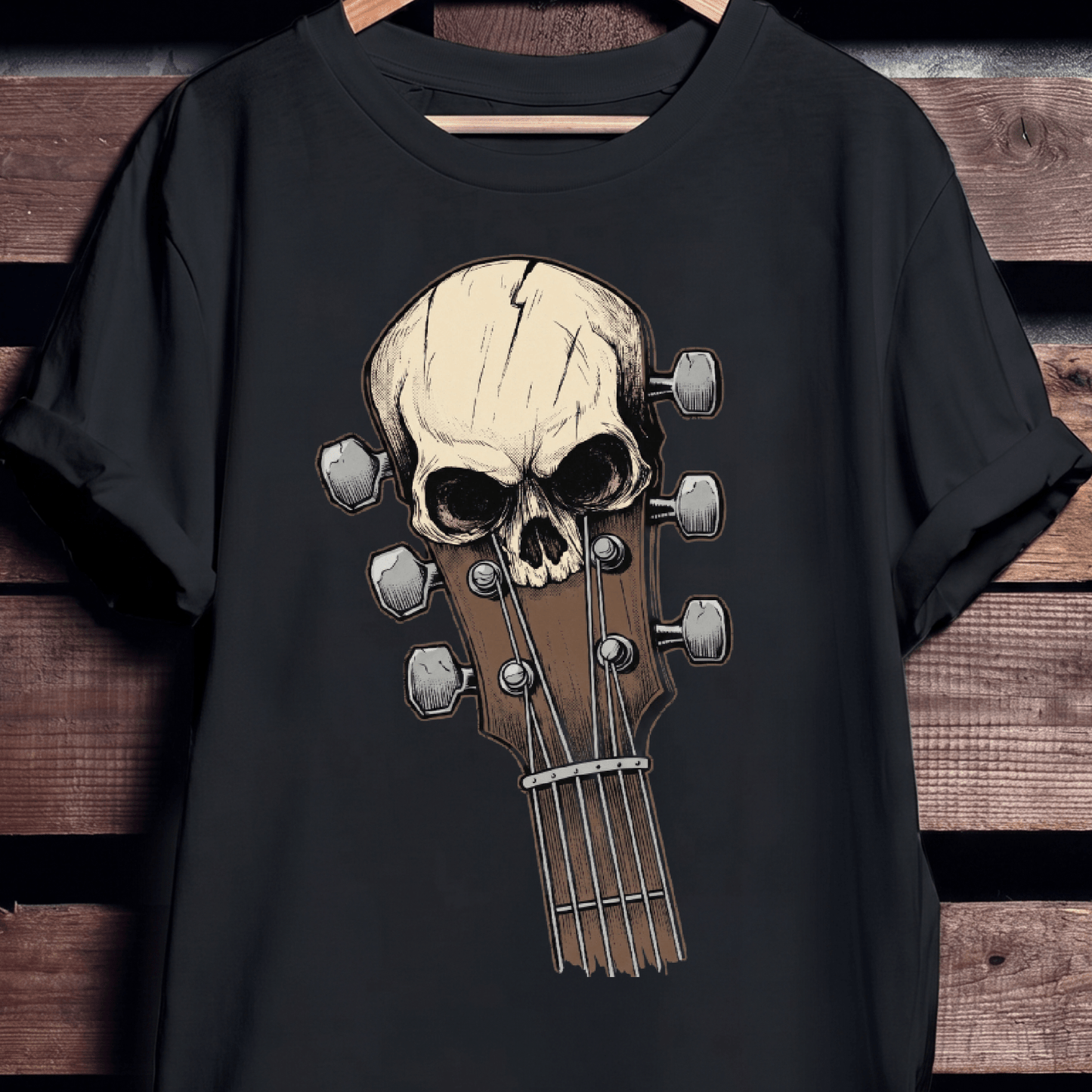 Guitar Headstock Skull Grunge Tee - The Music Frontiers