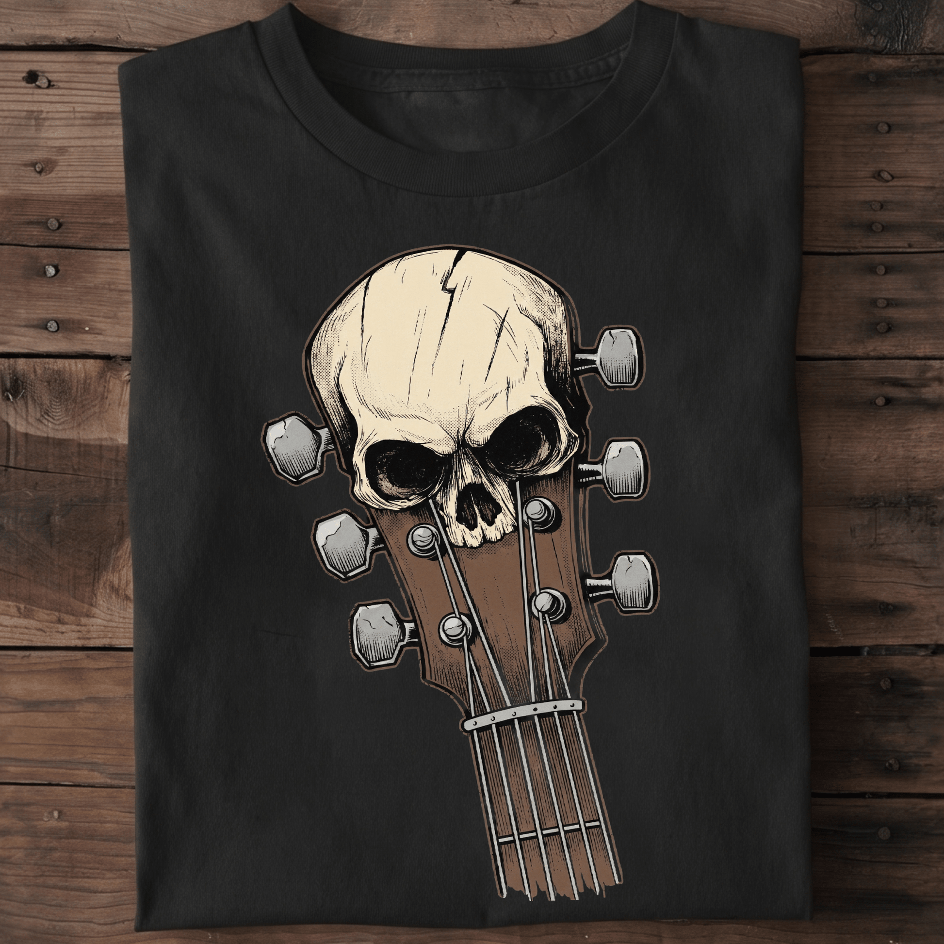 Guitar Headstock Skull Grunge Tee - The Music Frontiers