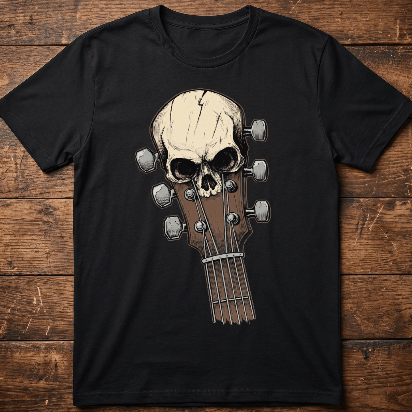 Guitar Headstock Skull Grunge Tee - The Music Frontiers