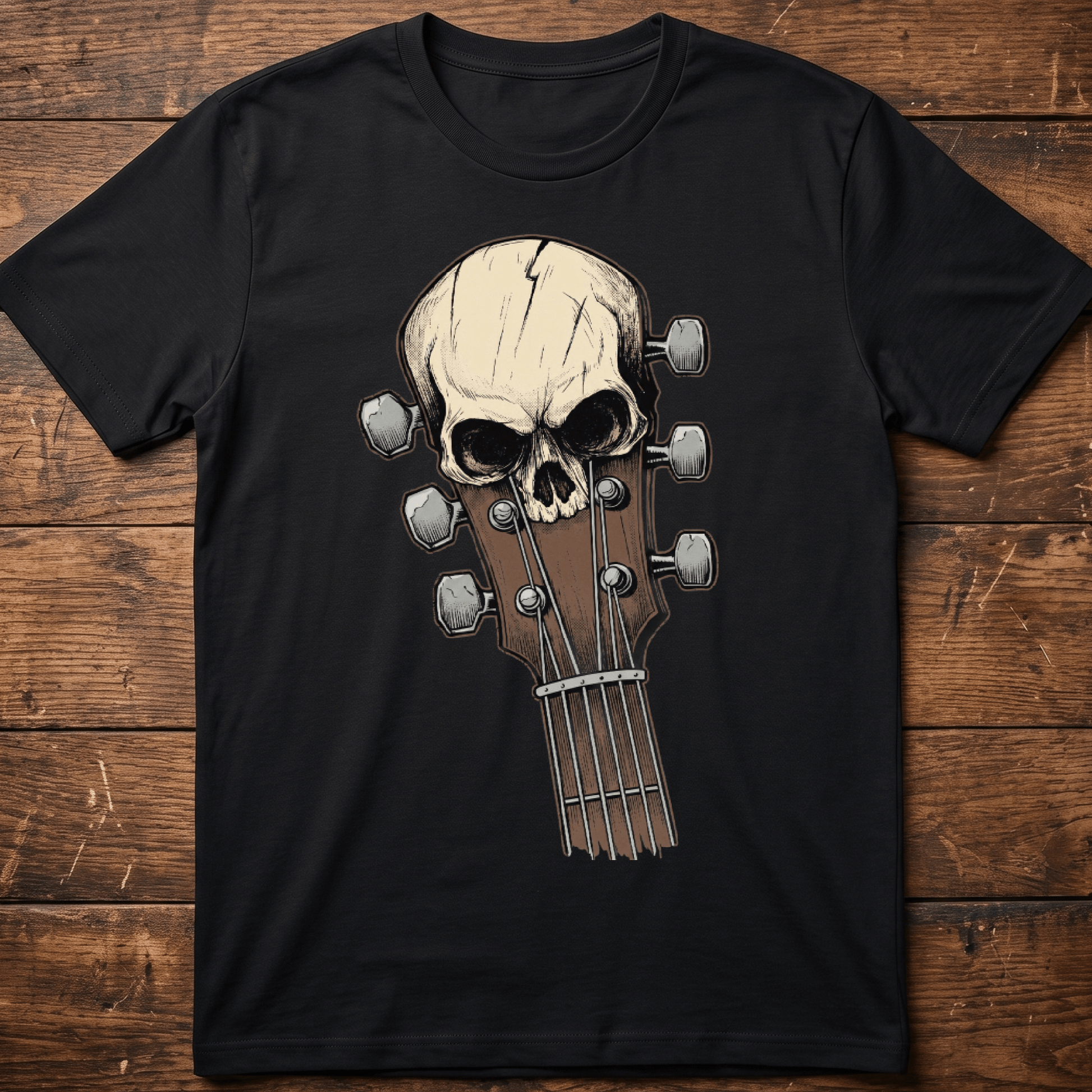 Guitar Headstock Skull Grunge Tee - The Music Frontiers