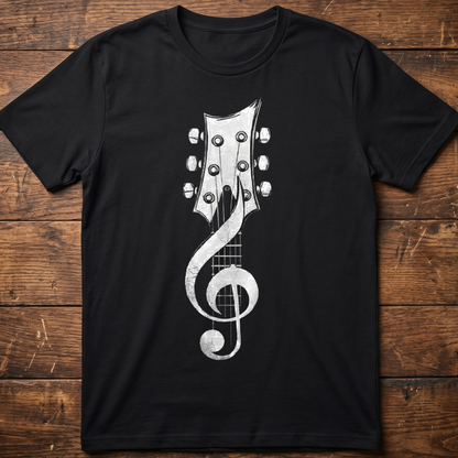 Guitar Headstock Treble Clef T-Shirt — Musician Graphic Tee