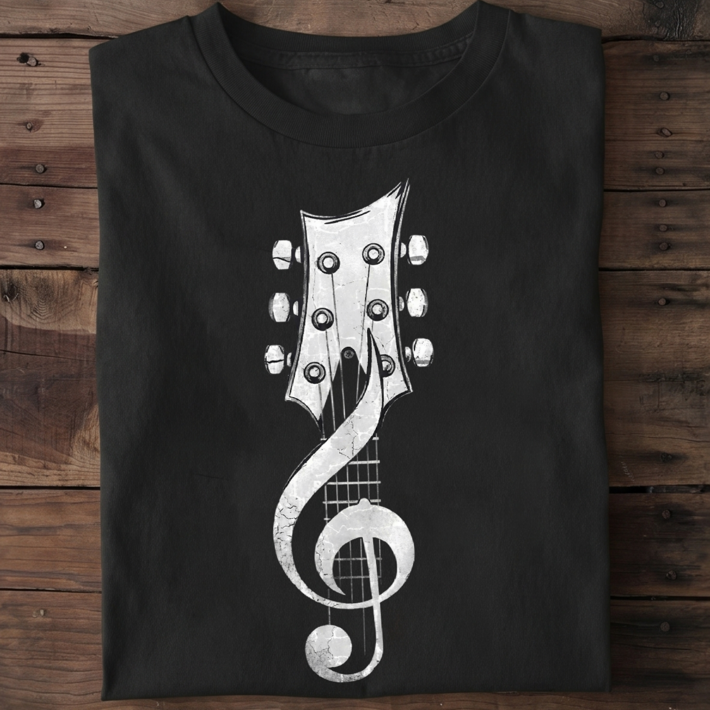Guitar Headstock Treble Clef T-Shirt — Musician Graphic Tee