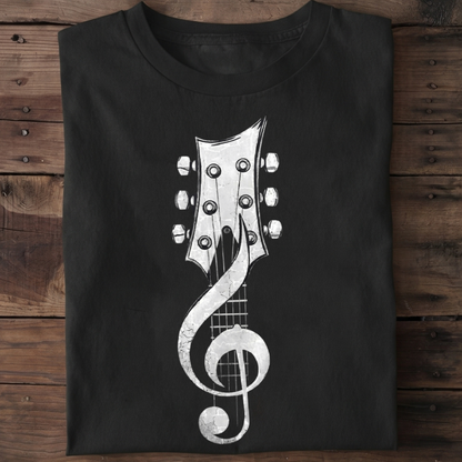 Guitar Headstock Treble Clef T-Shirt — Musician Graphic Tee