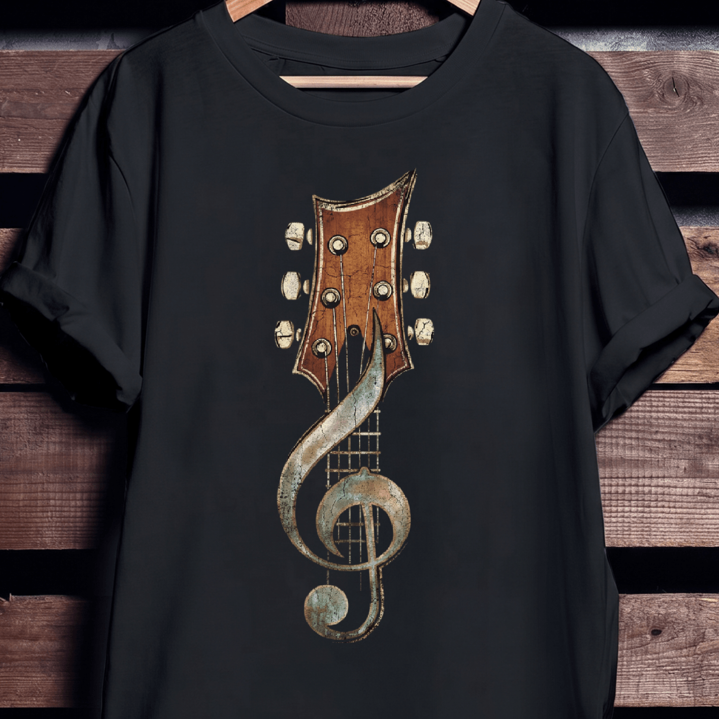 Guitar Headstock Treble Clef T‑Shirt — Musician Guitarist Tee - The Music Frontiers