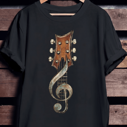 Guitar Headstock Treble Clef T‑Shirt — Musician Guitarist Tee - The Music Frontiers