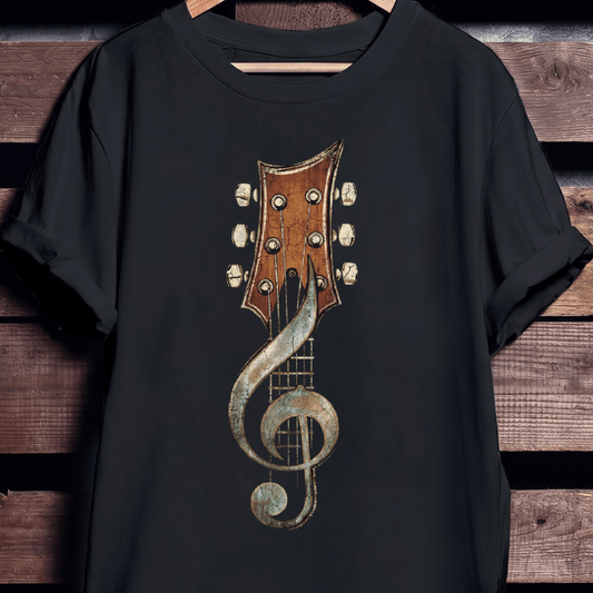 Guitar Headstock Treble Clef T‑Shirt — Musician Guitarist Tee - The Music Frontiers