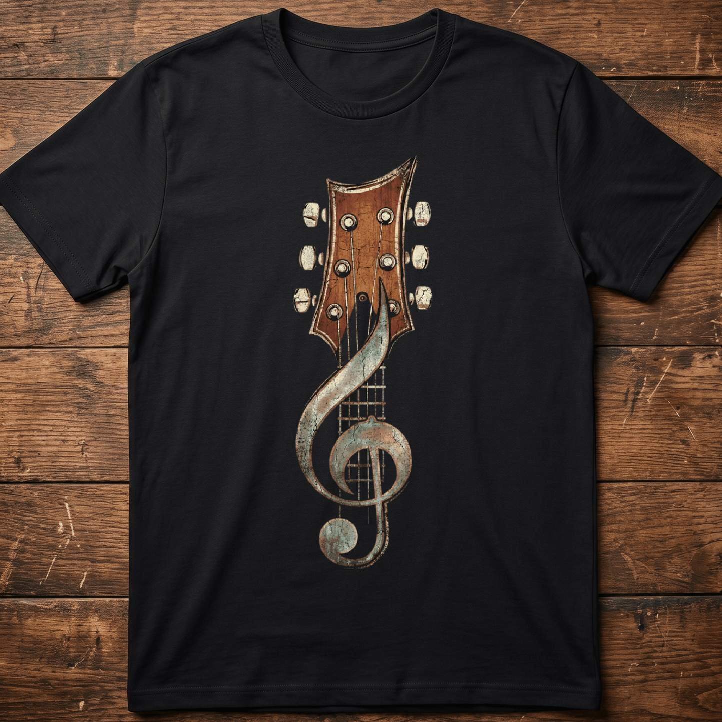 Guitar Headstock Treble Clef T‑Shirt — Musician Guitarist Tee - The Music Frontiers