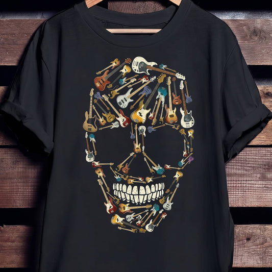 Guitar Mosaic Skull Graphic Tee - Unisex Standard T-Shirt