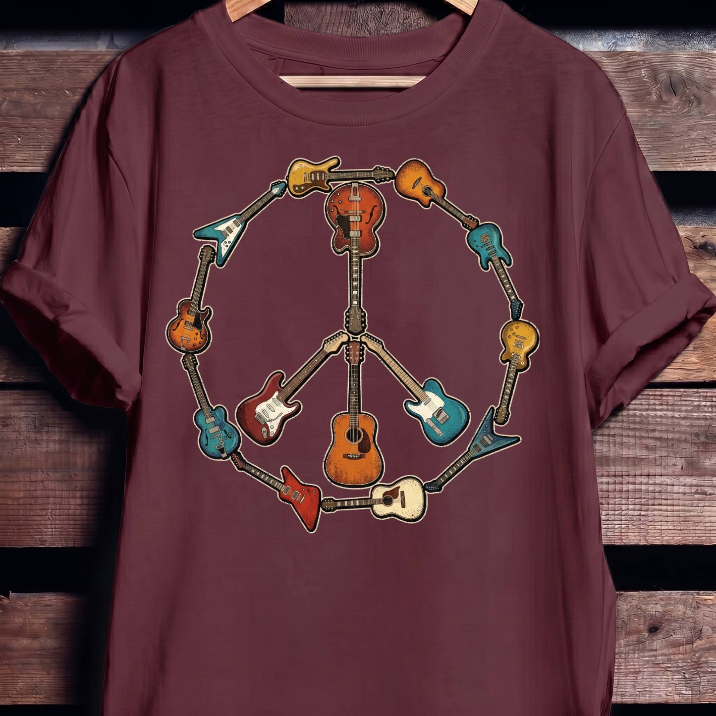Guitar Peace Sign T-Shirt - The Music Frontiers