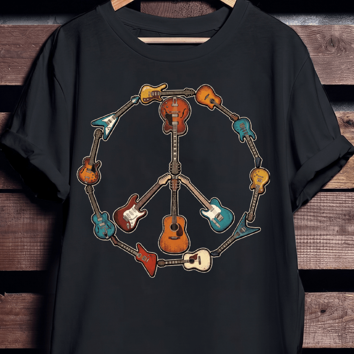 Guitar Peace Sign T-Shirt - The Music Frontiers