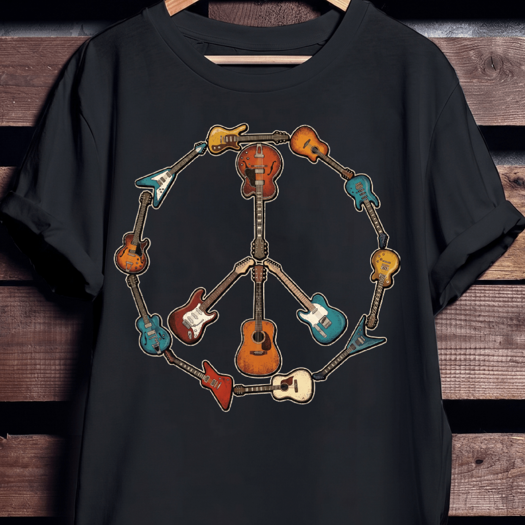 Guitar Peace Sign T-Shirt - The Music Frontiers