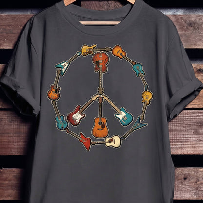 Guitar Peace Sign T-Shirt - The Music Frontiers