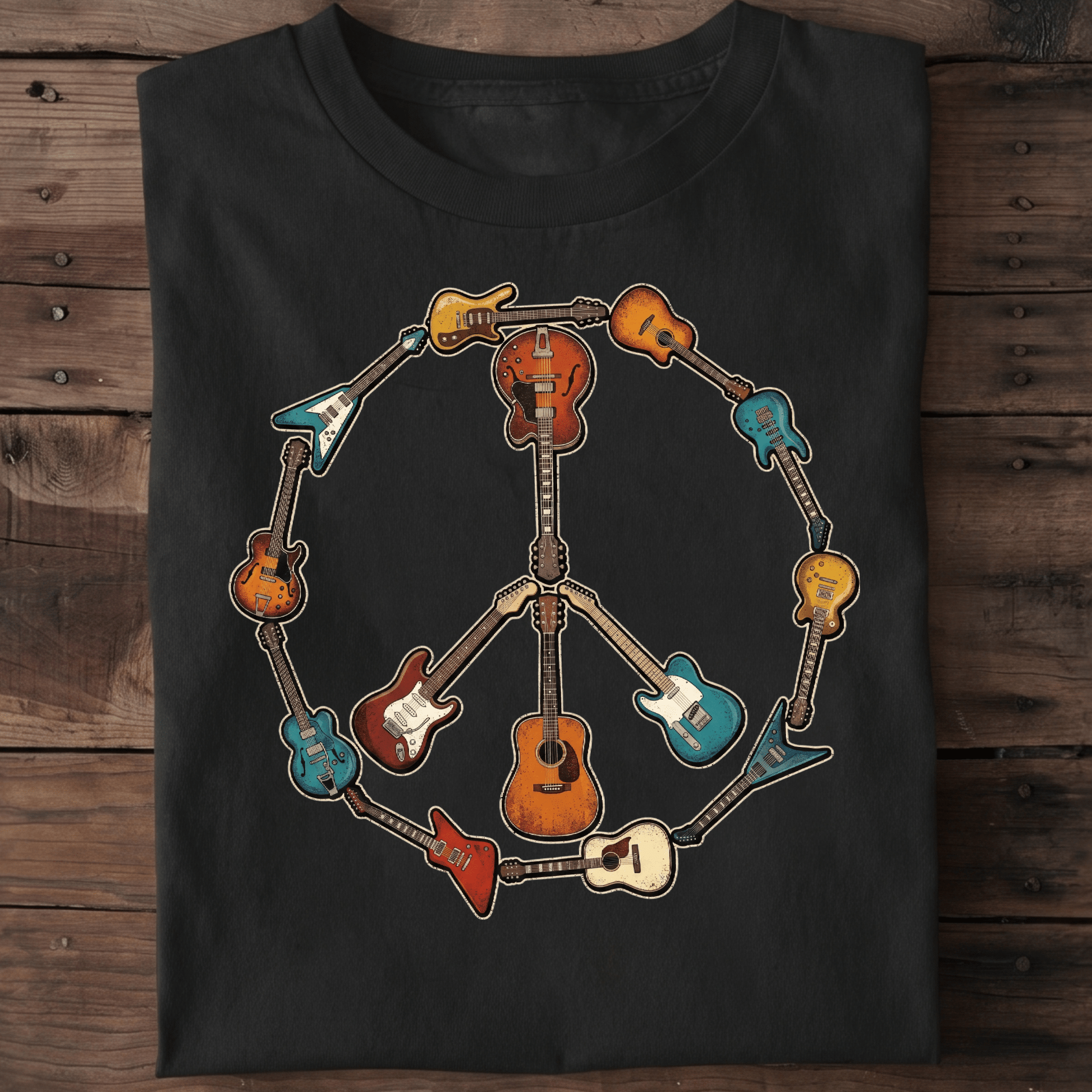 Guitar Peace Sign T-Shirt - The Music Frontiers