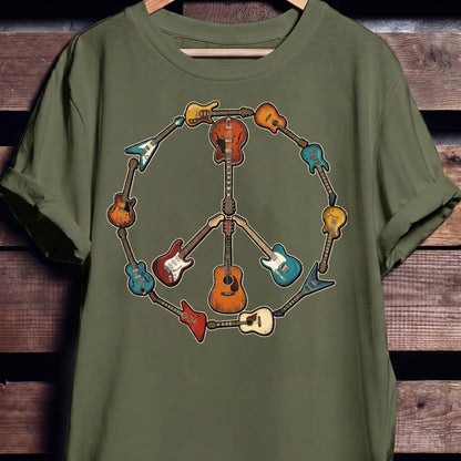 Guitar Peace Sign T-Shirt - The Music Frontiers