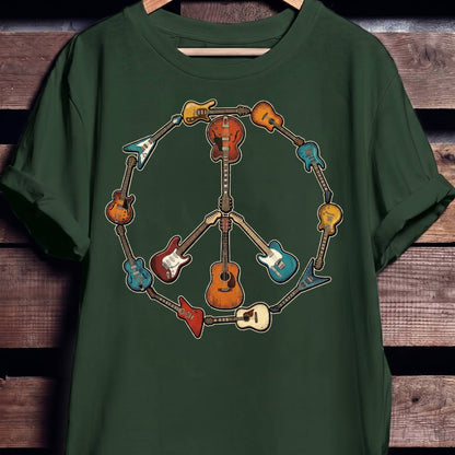 Guitar Peace Sign T-Shirt - The Music Frontiers