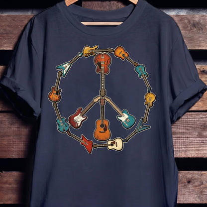 Guitar Peace Sign T-Shirt - The Music Frontiers