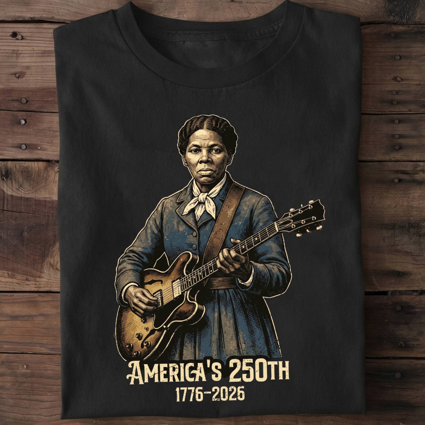 Harriet Tubman Playing Guitar America 250 - The Music Frontiers