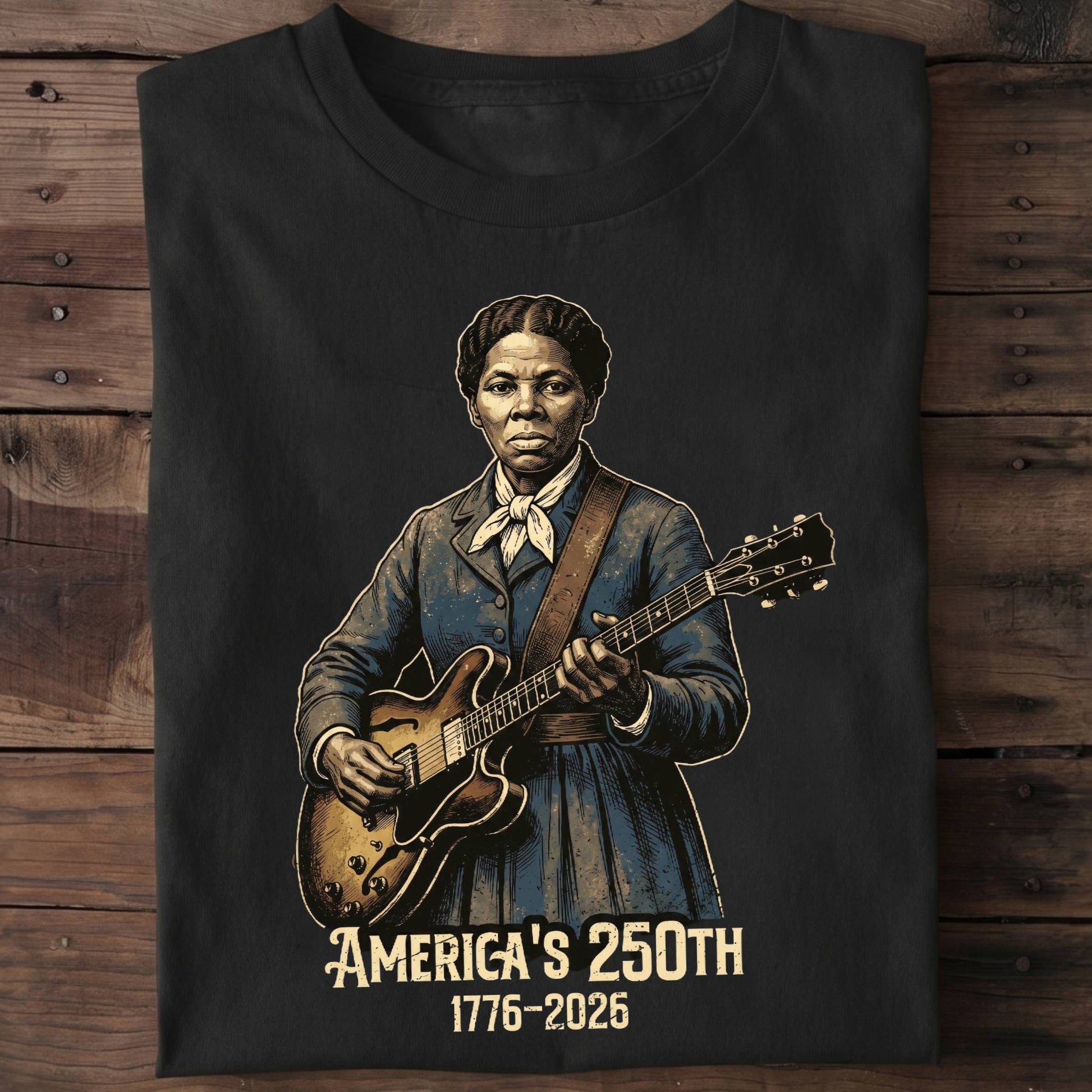 Harriet Tubman Playing Guitar America 250 - The Music Frontiers