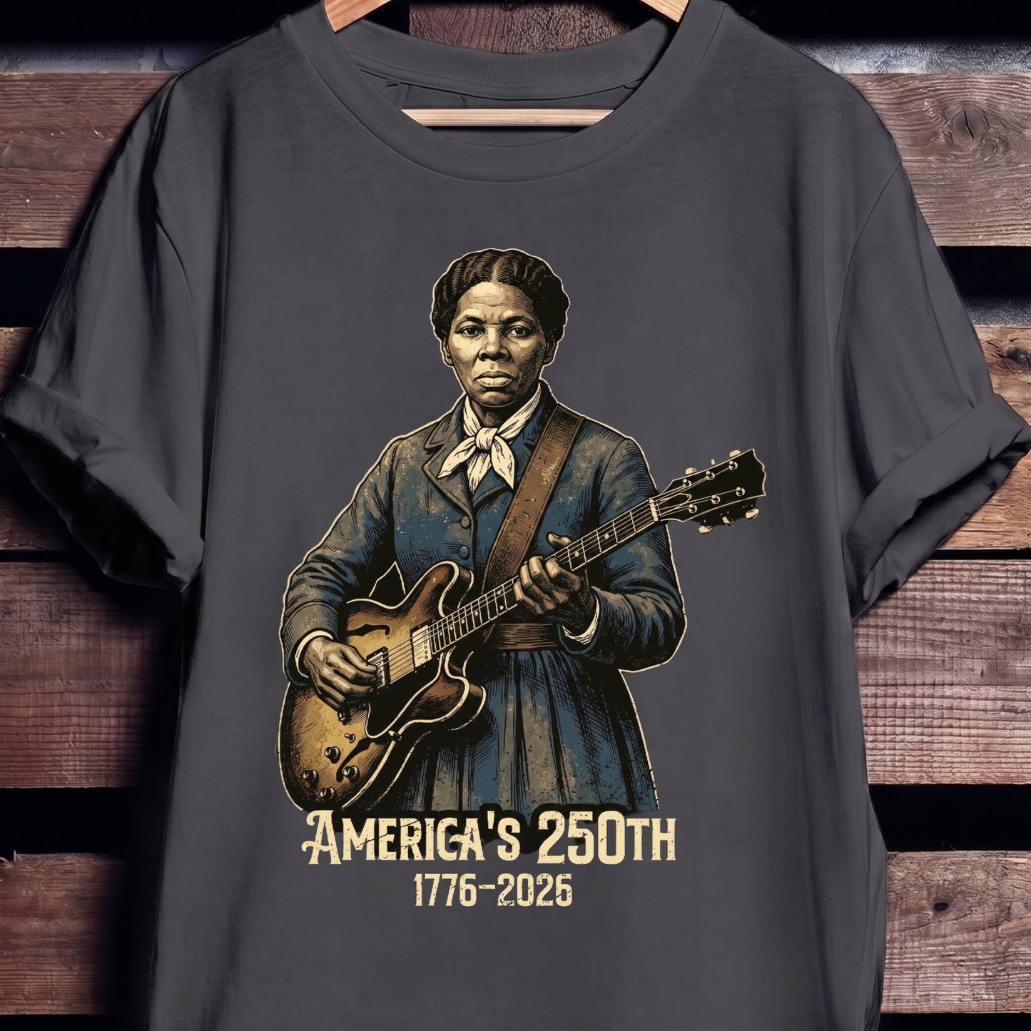 Harriet Tubman Playing Guitar America 250 - The Music Frontiers