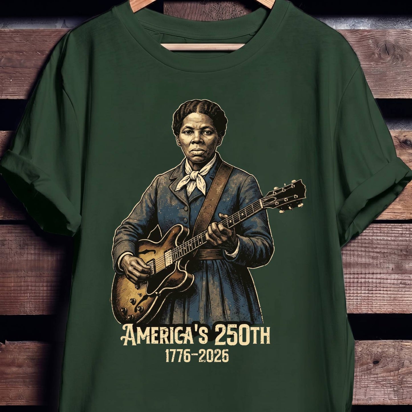 Harriet Tubman Playing Guitar America 250 - The Music Frontiers