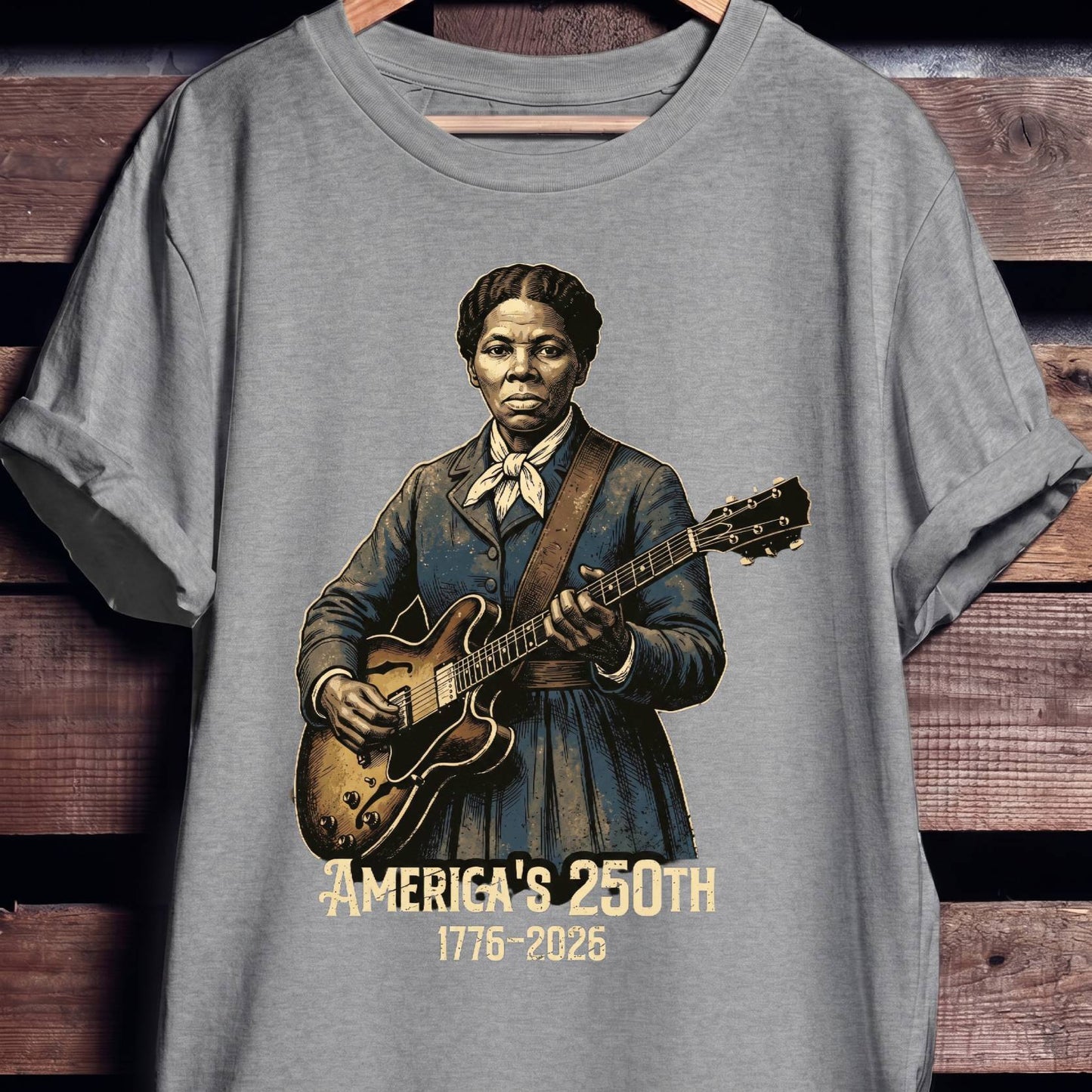 Harriet Tubman Playing Guitar America 250 - The Music Frontiers