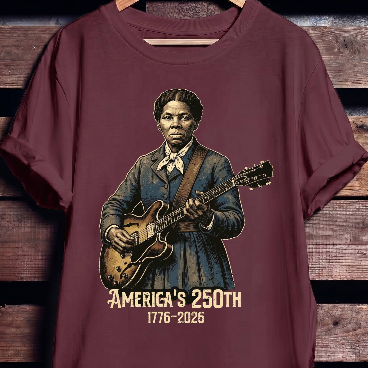 Harriet Tubman Playing Guitar America 250 - The Music Frontiers