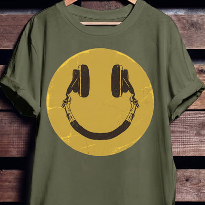 Headphone Smiley Face Tee