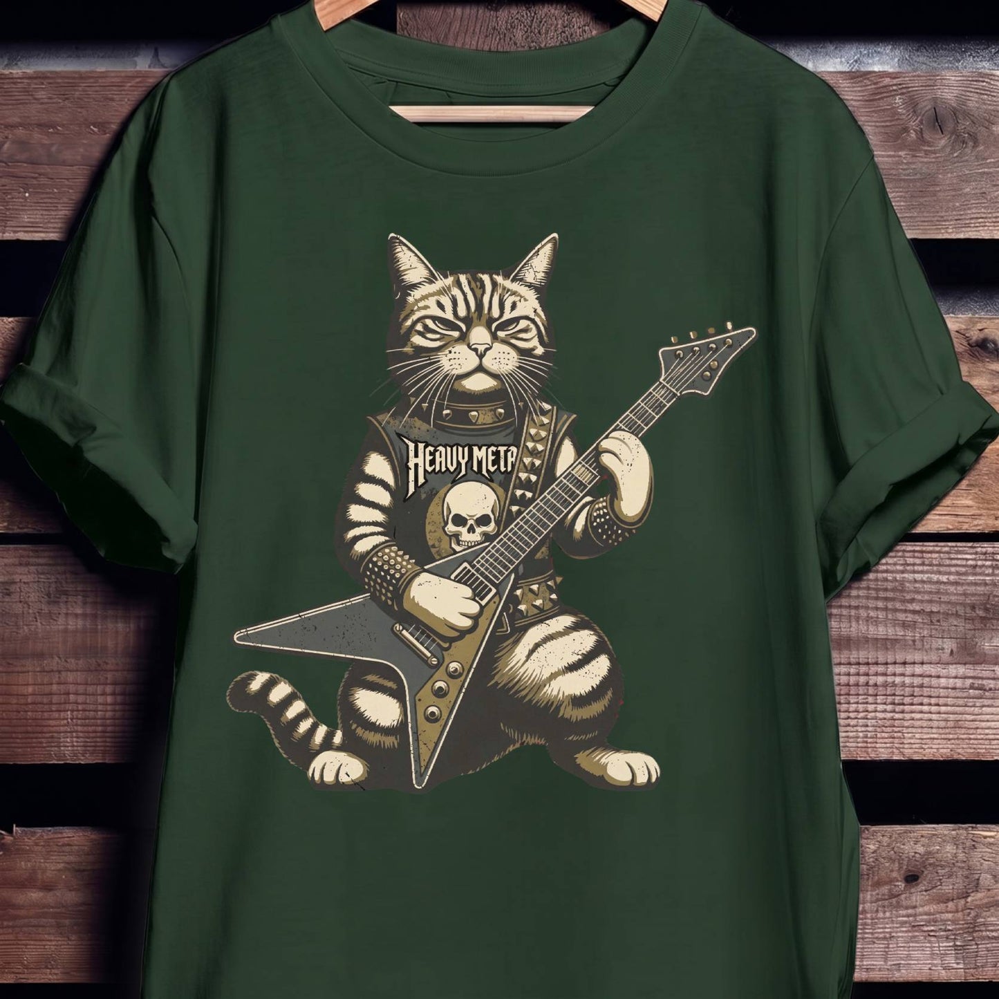 Heavy Metal Cat Bassist Tee - The Music Frontiers