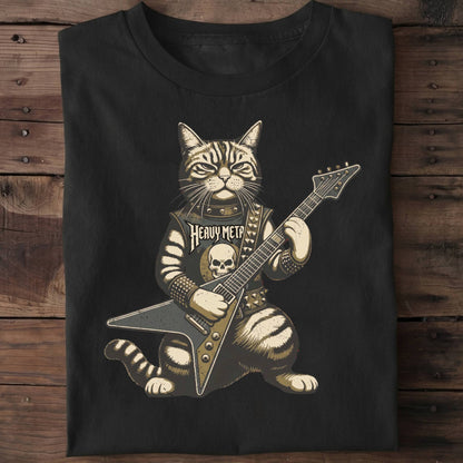 Heavy Metal Cat Bassist Tee - The Music Frontiers