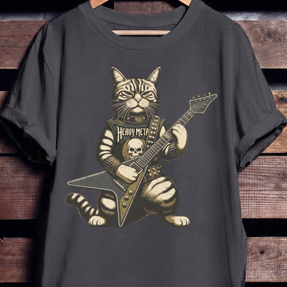Heavy Metal Cat Bassist Tee - The Music Frontiers