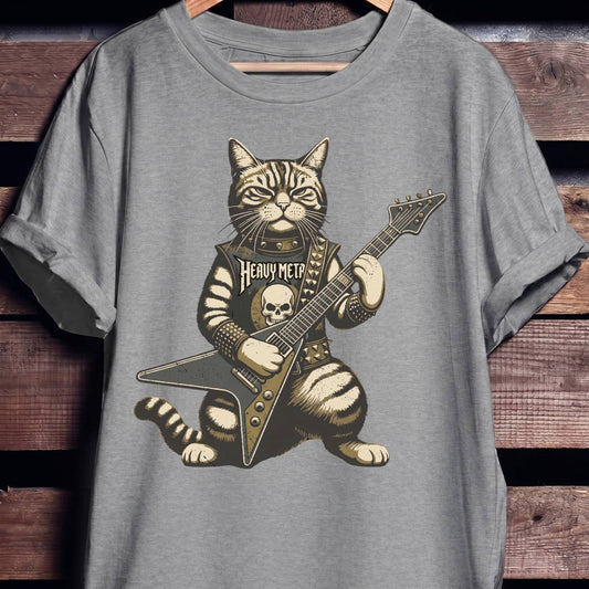 Heavy Metal Cat Bassist Tee - The Music Frontiers