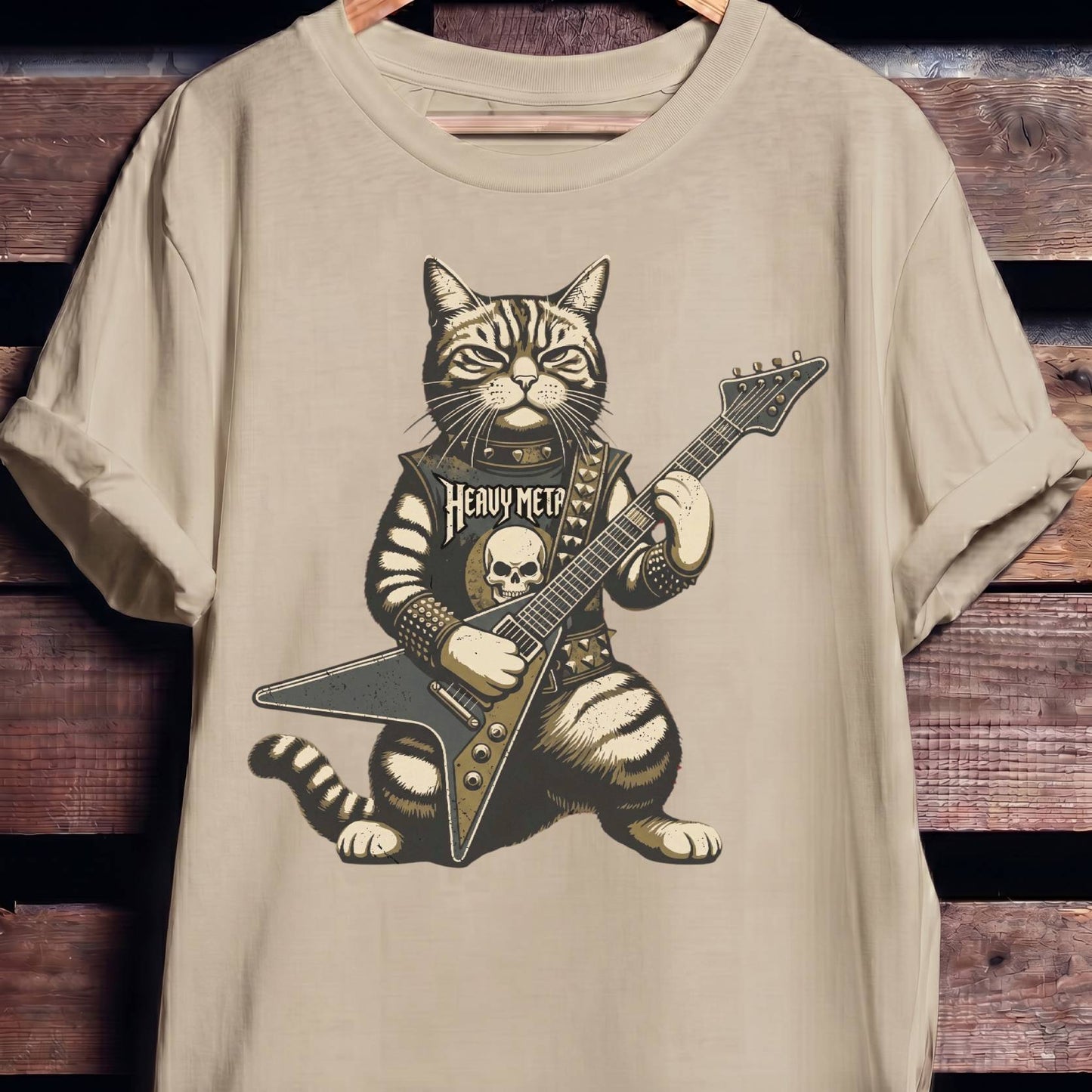 Heavy Metal Cat Bassist Tee - The Music Frontiers