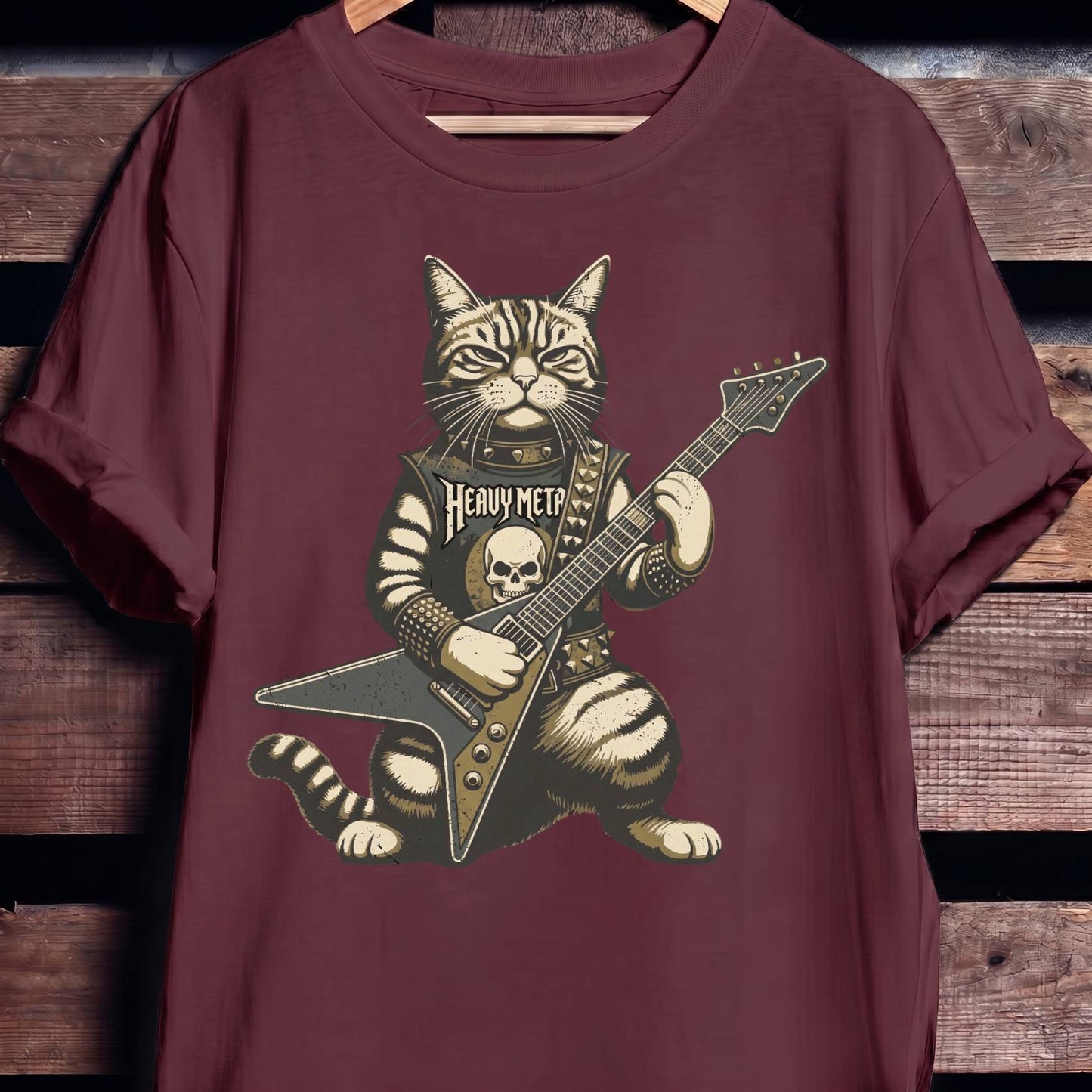 Heavy Metal Cat Bassist Tee - The Music Frontiers