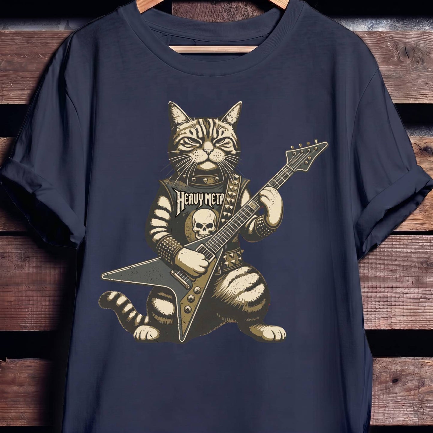 Heavy Metal Cat Bassist Tee - The Music Frontiers