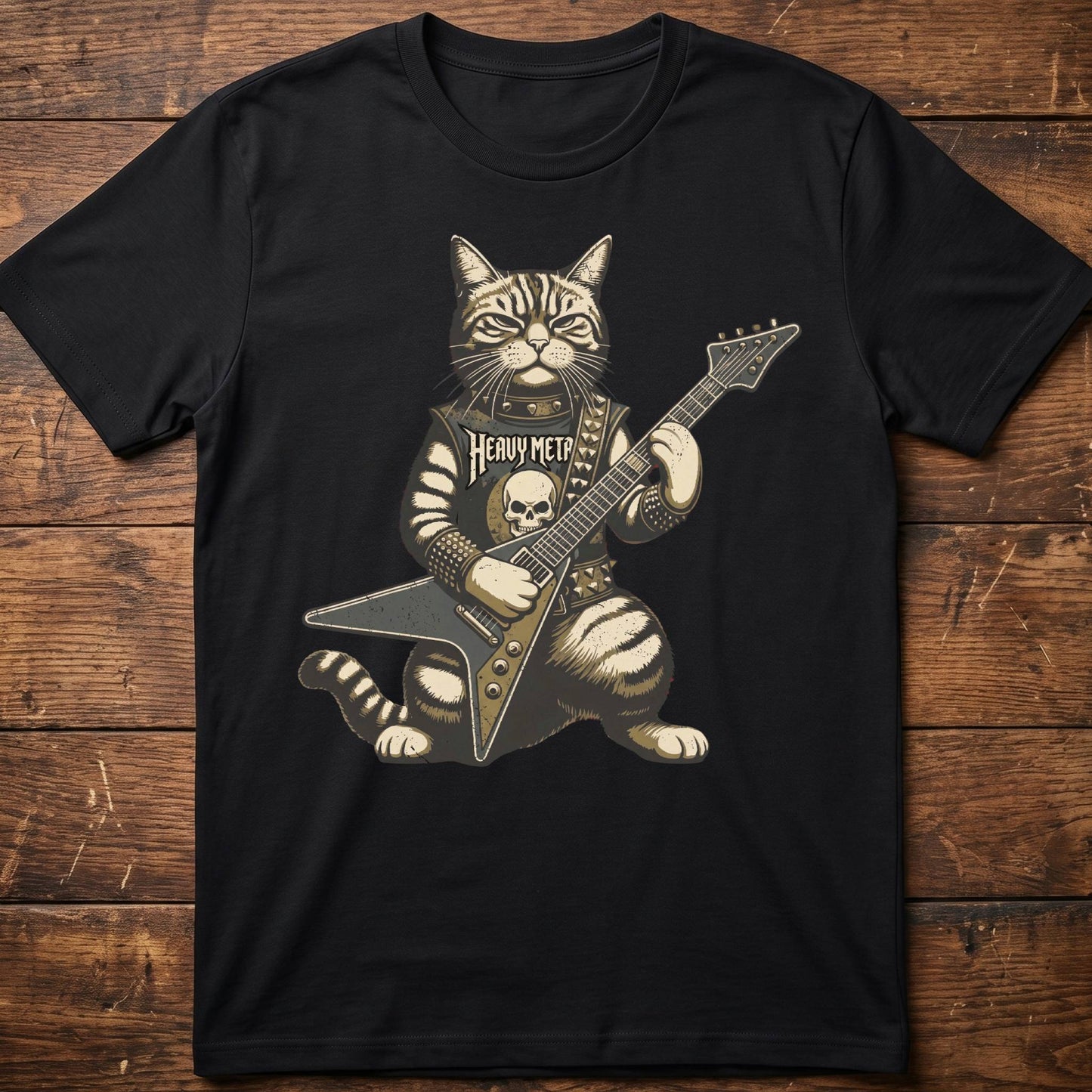 Heavy Metal Cat Bassist Tee - The Music Frontiers