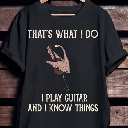 "I Play Guitar And I Know Things" Flamingo Tee - The Music Frontiers