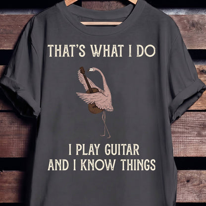 "I Play Guitar And I Know Things" Flamingo Tee - The Music Frontiers